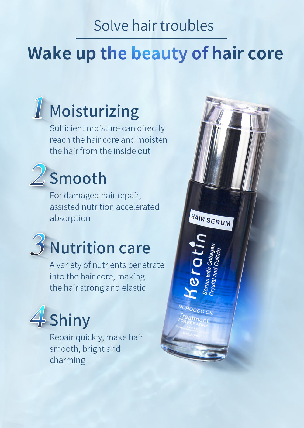 KERATIN MOISTURIZING & SMOOTH HAIR SERUM MOROCCO OIL 80ML