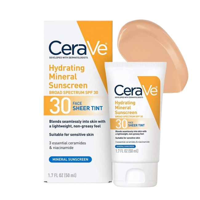 Cerave Hydrating Mineral Sunscreen Sheer Tint 30FPS Hover Image