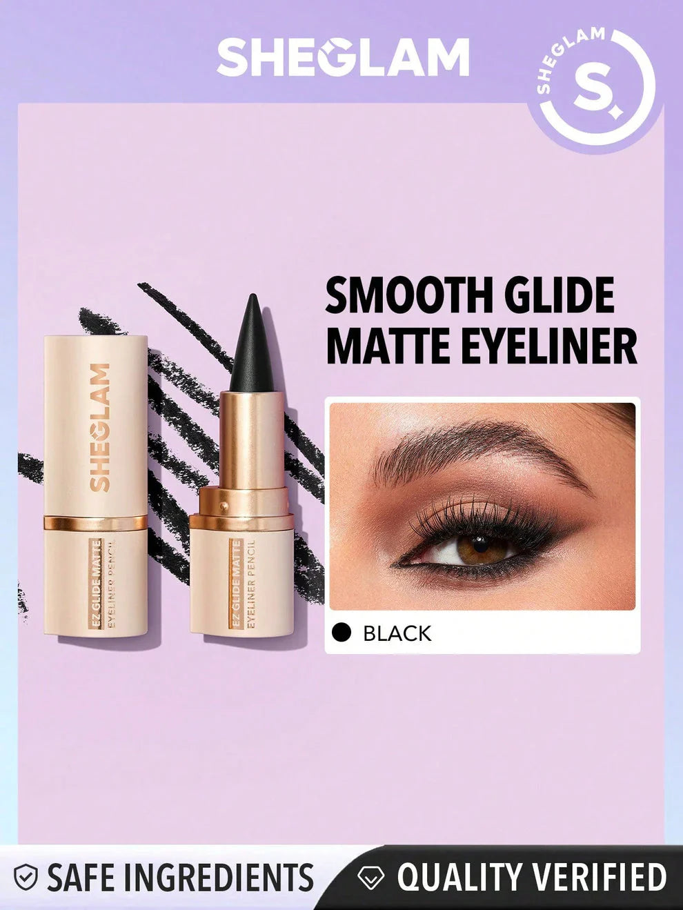 SHEGLAM EZ Glide Matte Eyeliner Pencil Highly Pigmented Black Smoky Eyes