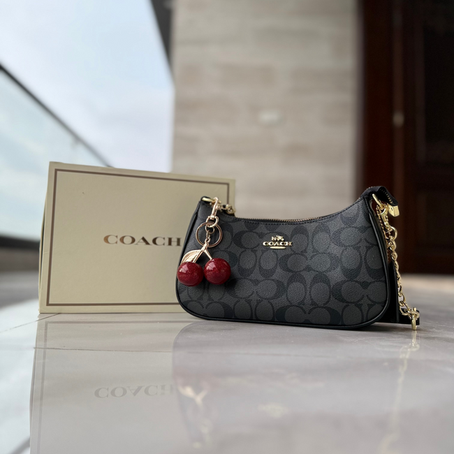 COACH CHERRY CHARM  PATTERN BAG (BLACK) Hover Image