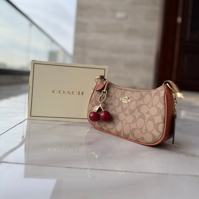 COACH CHERRY CHARM BAG (BROWN) Hover Image