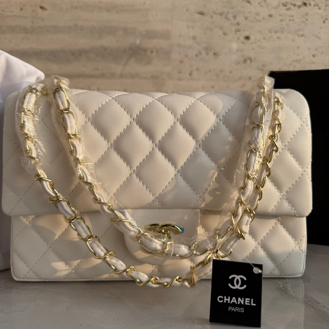 Chanel Paris Limited Edition Double Flap Lambskin Bag ( WHITE ) Main Image