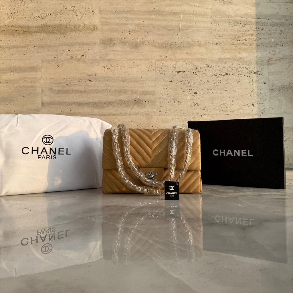 Chanel Paris Limited Edition Double Flap Lambskin Bag ( BROWN )