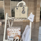 Christian dior Lady Dior Bag(WHITE cannage silk with crystal bead embroidery)