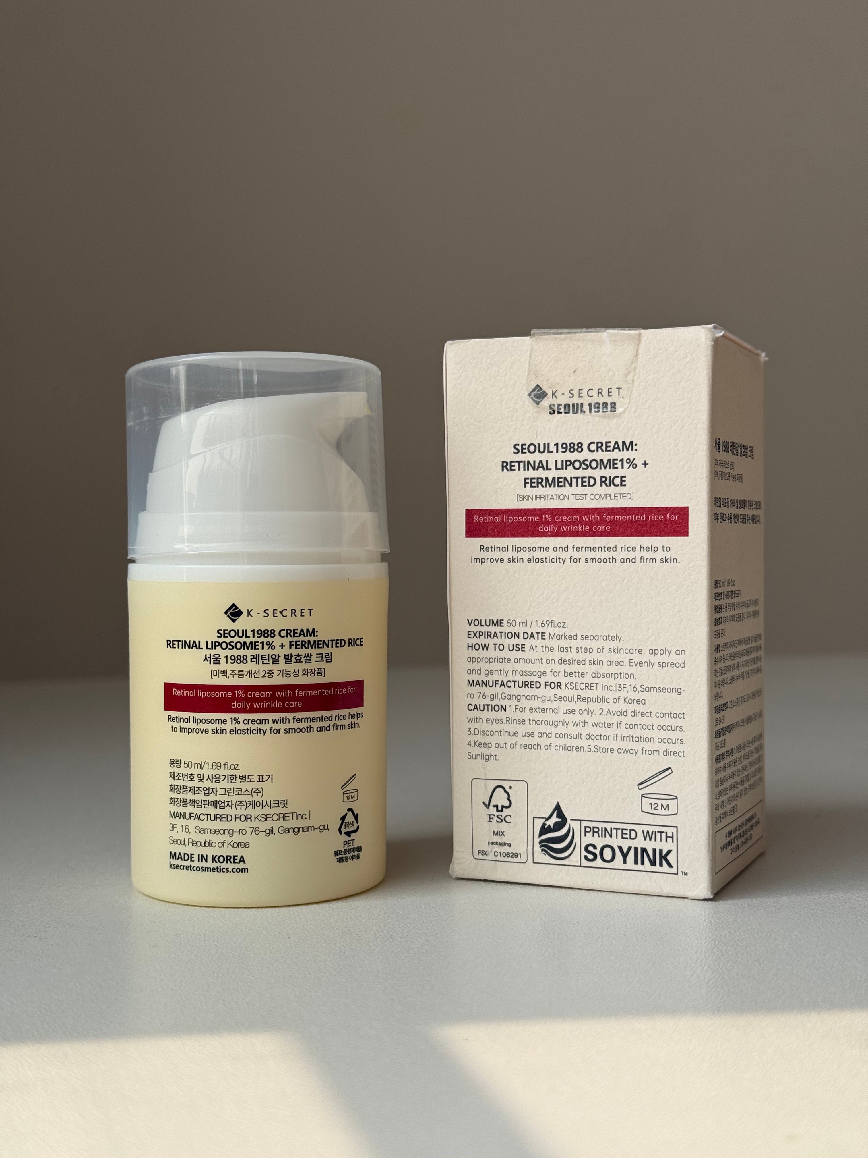 K-Secret Seoul 1988 Eye Cream Retinal Liposome 4% + Fermented Bean + Liposome 1% + Fermented Rice 50ml
