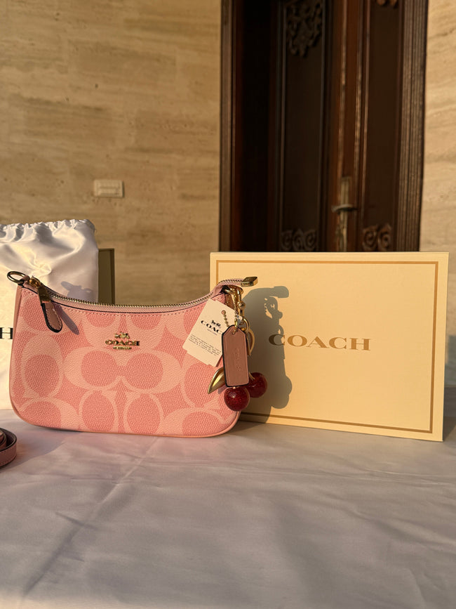 COACH PINK BAG WITH CHERRY CHARM AND 2 STRIPS Main Image