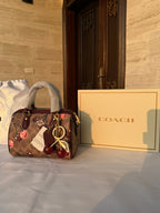 COACH DARK BROWN CHERRY PATTERN BAG WITH CHERRY CHARM