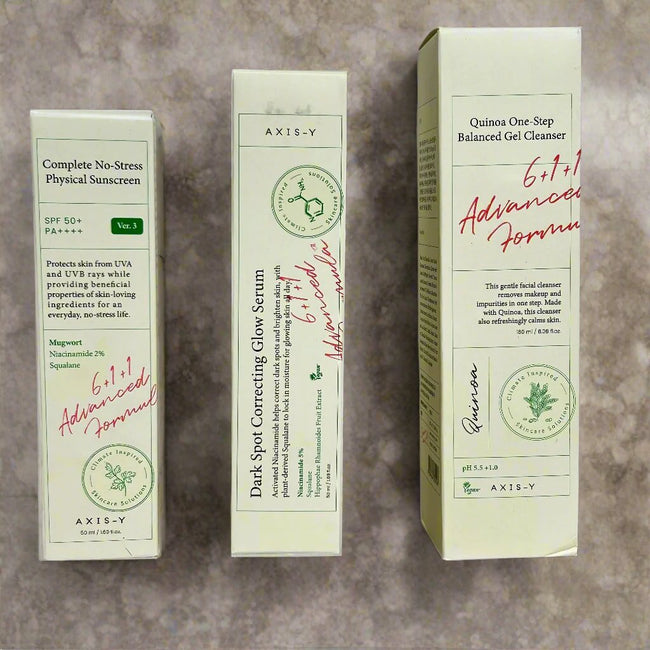 Axis-Y Big Discounted Offer Pack of 3 (Gel cleanser + Dark spot correcting serum + Sunscreen) Hover Image