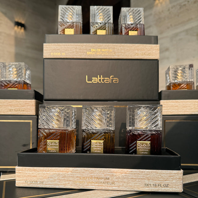 LATTAFA KHAMRA EAU DE PERFUME SPRAY VAPORISATEUR 3PCS EACH 35ML Hover Image