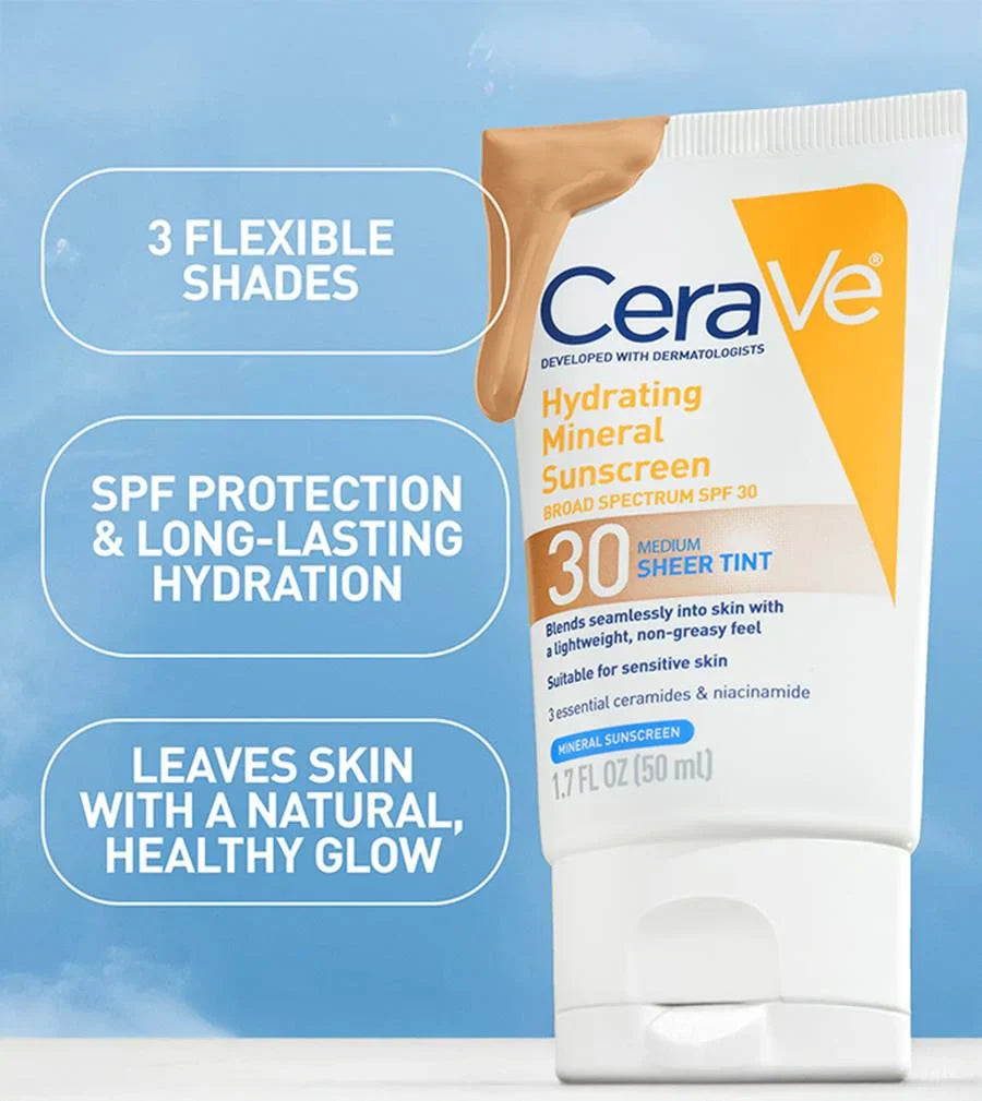 Cerave Hydrating Mineral Sunscreen SPF 30 Light Sheer Tint
